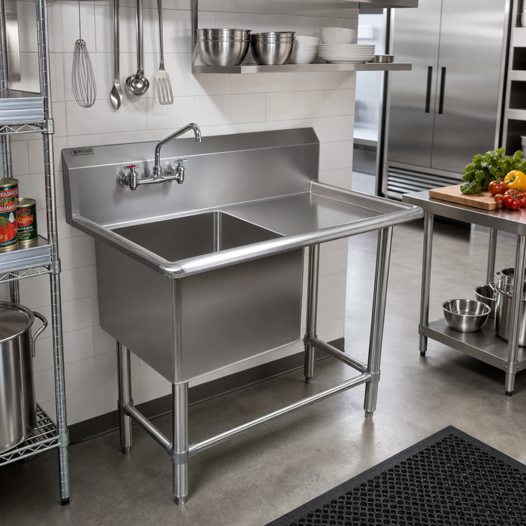 Product image #2 for John Boos Pro-Bowl 1-Compartment Stainless Steel Sink with Right Drainboard, 18" x 24" Bowl