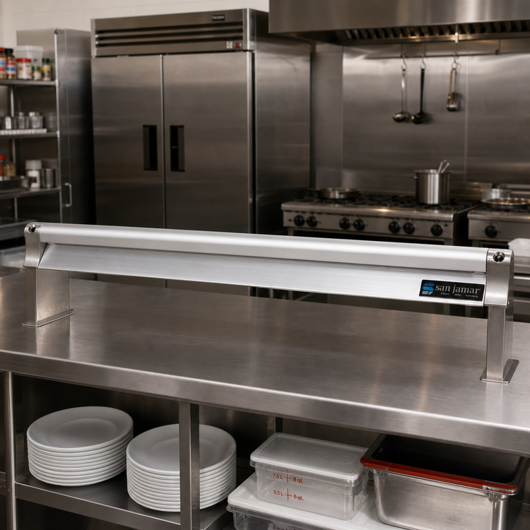 Product image #2 for San Jamar 36-Inch Slide Check Rack with Polished Glass Beads, Anodized Aluminum