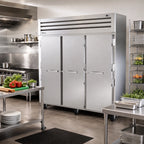 Thumbnail image #2 for True Mfg. - General Foodservice SPEC SERIES STR3R-3S-HC 3-Section Reach-In Refrigerator, Solid Stainless Steel Doors, Self-Contained Top-Mounted