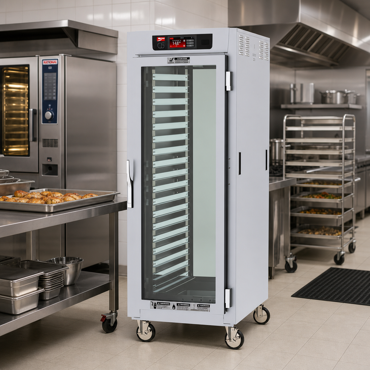 Product image #2 for Metro C5 8 Series Mobile Pass-Thru Controlled Temperature Heated Holding Cabinet, Full Height, Glass Doors, 18-Pan Capacity, 120V