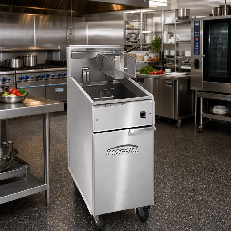 Product image #2 for Imperial IFS-40-EU 14 kW Electric Floor Fryer, 40 lb Capacity, Tilt-Up Elements