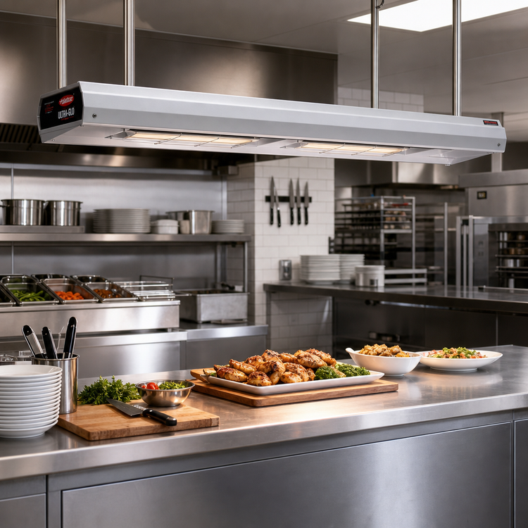 Product image #2 for Hatco Ultra-Glo 60-Inch Lighted Double Ceramic Infrared Food Warmer with 6-Inch Spacer