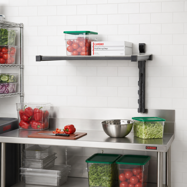 Product image #2 for Cambro Camshelving Elevation 24" x 42" Wall-Mounted Add-On Shelf Kit, Solid, Brushed Graphite