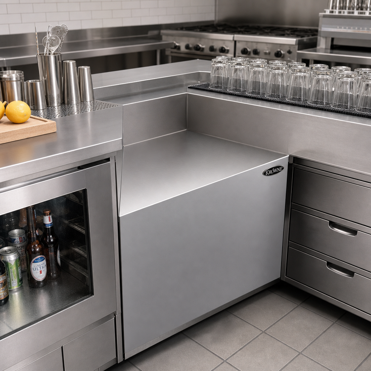Product image #2 for Krowne Royal Series 60° Front Corner Underbar Angle Filler, 24-Inch Front-to-Back, Stainless Steel