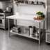 Thumbnail image #2 for Omcan 72-Inch Stainless Steel Work Table with 4-Inch Backsplash and Undershelf