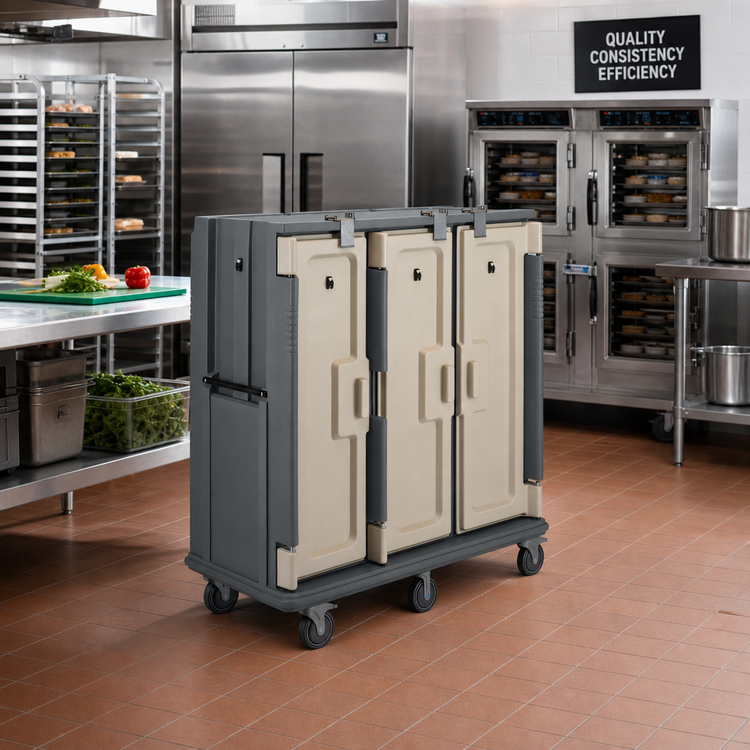 Product image #3 for Cambro Tall Profile Insulated Meal Delivery Cart, 3-Compartment, 30-Tray Capacity, 15" x 20" Trays