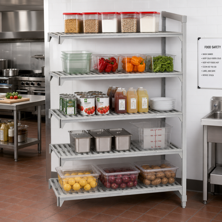 Product image #3 for Cambro Camshelving® Premium 5-Shelf Vented Add-On Polymer Shelving Unit, 60" W x 21" D x 72" H, Speckled Gray