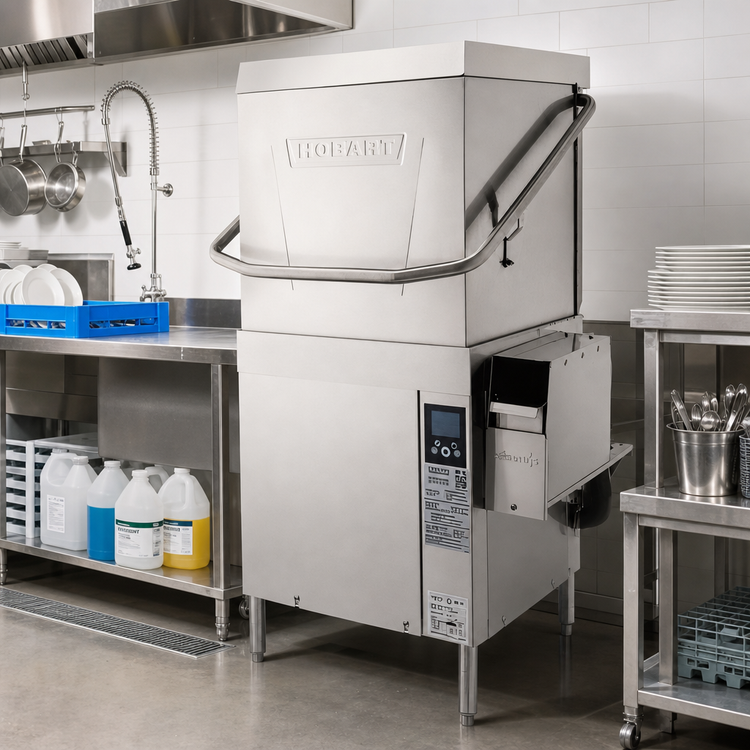 Product image #2 for Hobart AM16-ASR-2 High-Temp Automatic Soil Removal Door-Type Dishwasher, 52 Racks/Hour, 208-240V