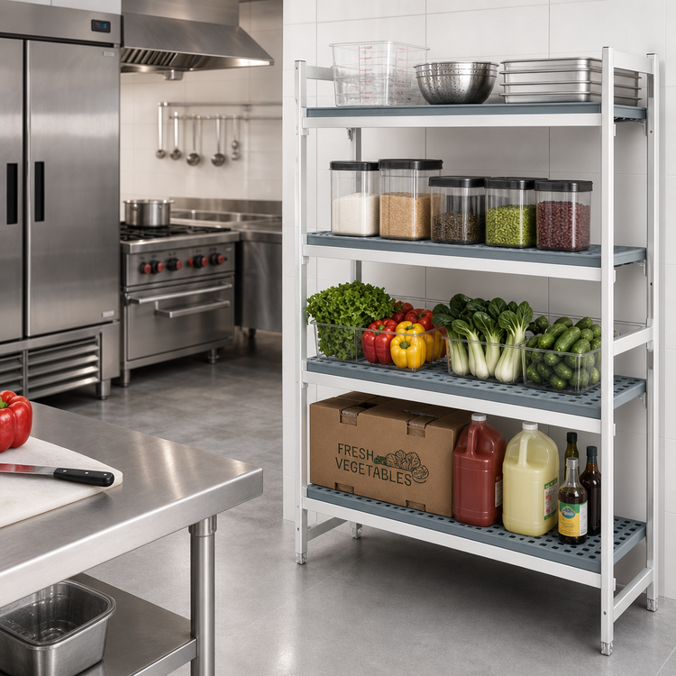 Product image #2 for Fermostock 4-Tier Perforated Polymer Shelving Starter Unit, 26" W x 22" D x 71" H
