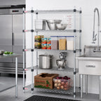 Thumbnail image #2 for Eagle Group Quad-Adjust F2QA2-74-1848C 4-Tier NSF Chrome Wire Shelving Starter Unit, 48" W x 18" D x 74" H