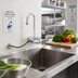 Thumbnail image #2 for ChekPoint Wall-Mount Touchless Electronic Faucet with Rigid Gooseneck Spout, 4-Inch Centers, 0.5 GPM, and Thermostatic Mixing Valve