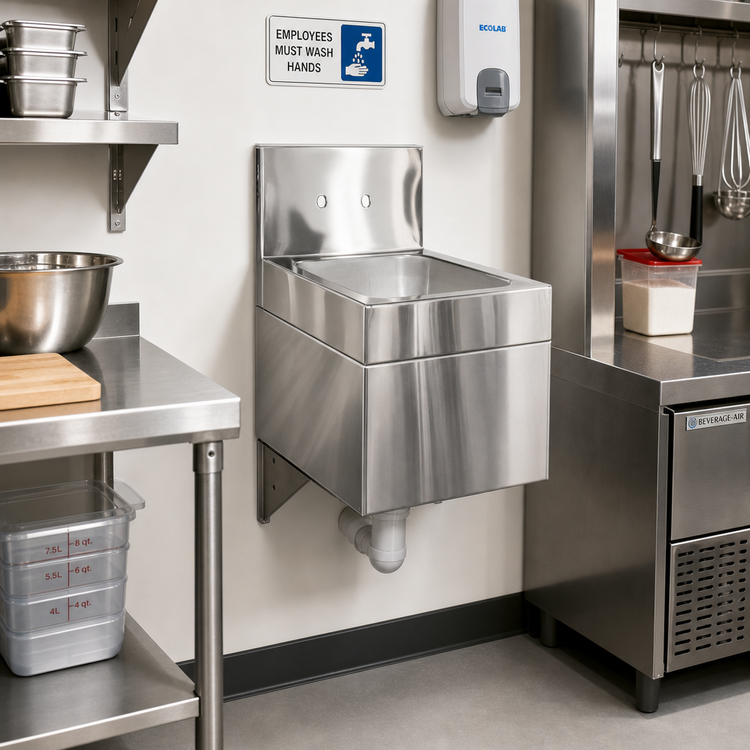 Product image #2 for Glastender Wall-Mount Stainless Steel Hand Sink with Bracket and 1-1/2 Inch IPS Drain