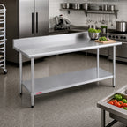 Thumbnail image #2 for Duke Manufacturing 416-2472-5R 72 x 24-Inch Stainless Steel Work Table with 5-Inch Riser, Galvanized Undershelf, 16-Gauge 400 Series Top