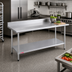 Thumbnail image #2 for Duke 72-Inch x 24-Inch 16-Gauge 400-Series Stainless Steel Work Table with 5-Inch Riser and Galvanized Undershelf