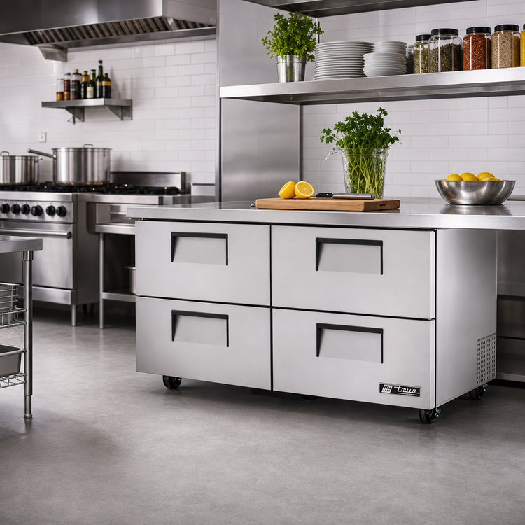Product image #2 for True 60 3/8-Inch 2-Section 4-Drawer Undercounter Refrigerator