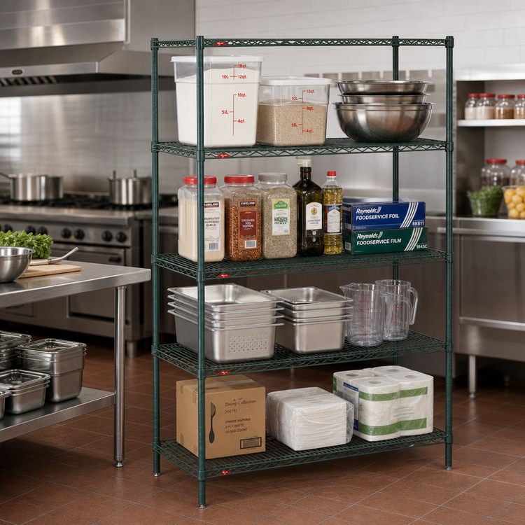 Product image #2 for Metro Super Erecta Convenience Pak 4-Shelf Wire Shelving Unit, 36 in. W x 24 in. D x 74 in. H, Metroseal 3 Green Epoxy, Stationary