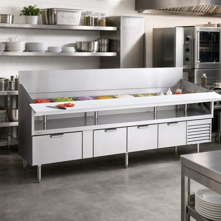 Product image #2 for La Rosa Refrigeration 90-Inch Refrigerated Equipment Stand with 3 Drawers and Cutting Board