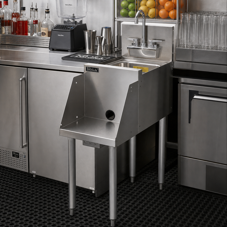 Product image #3 for Perlick TSF Series 12-Inch x 24-Inch Freestanding Underbar Blender Station with Sink and 6-Inch Backsplash