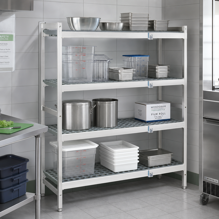 Product image #2 for Fermostock 4-Tier Corner Expansion Polymer Shelving Kit, 64" W x 14" D x 83" H