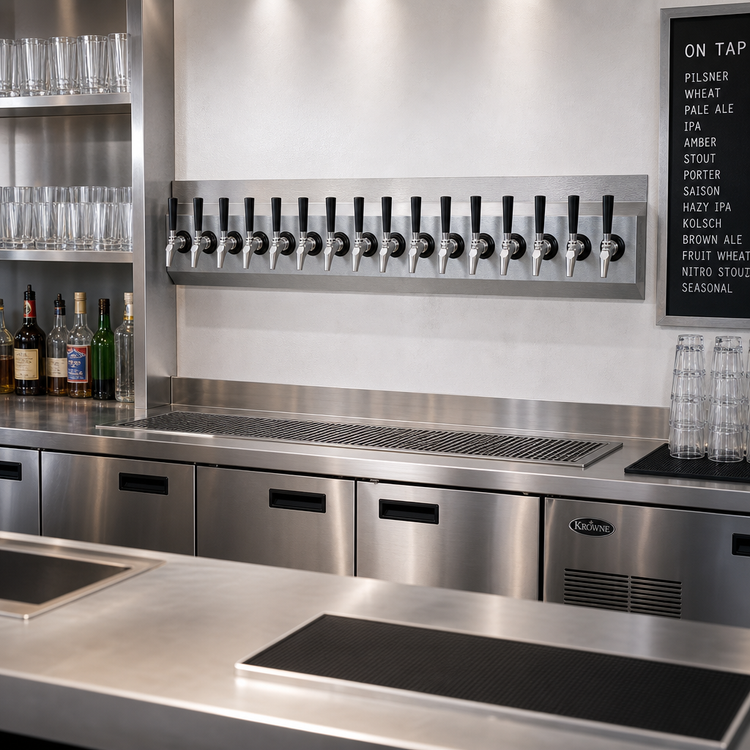 Product image #2 for Krowne 42-Inch Wall-Mount Glycol-Cooled Draft Beer Tower, 14 Faucet Capacity