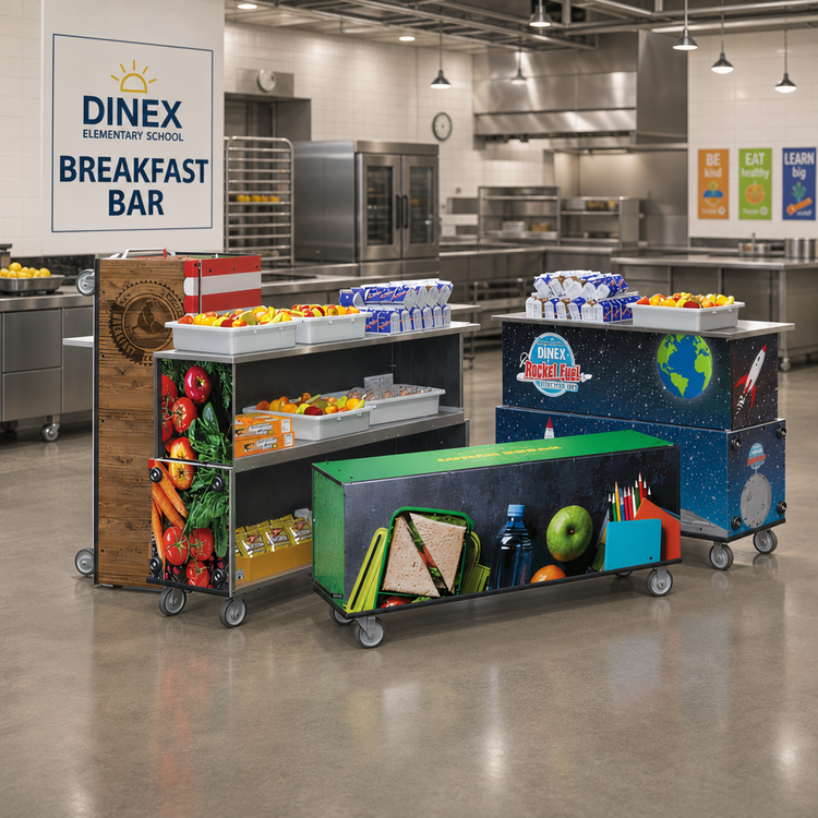 Product image #2 for Dinex Elementary School Portable Breakfast Bar with 304 Stainless Steel Work Surface