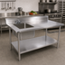 Thumbnail image #2 for John Boos 48-Inch x 30-Inch Stainless Steel Sink Work Table With Left-Side Prep Sink and 5-Inch Backsplash