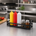 Thumbnail image #2 for 12-3/4 Inch Rectangular Black Metal Condiment Rack with Handles
