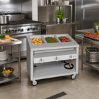 Thumbnail image #2 for Duke Manufacturing Thurmaduke TEHF-46PG 46-Inch Mobile Electric Hot Food Unit, 3 Sealed Wells, Stainless Steel Top