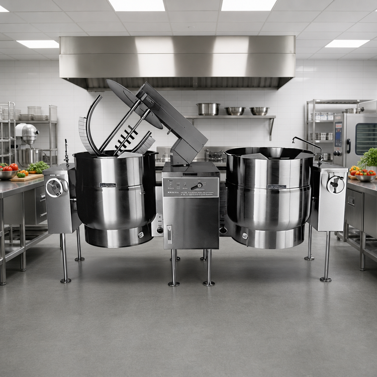 Product image #2 for Crown ELTM-100-2 Twin 100 Gallon Electric Tilting Mixer Kettles