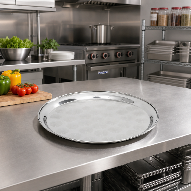 Product image #2 for Omcan USA 16-Inch Stainless Steel Round Serving Tray