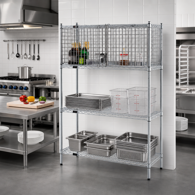 Product image #2 for EagleGard 48"W x 24"D Security Enclosure Kit with Hinged Doors for Wire Shelving