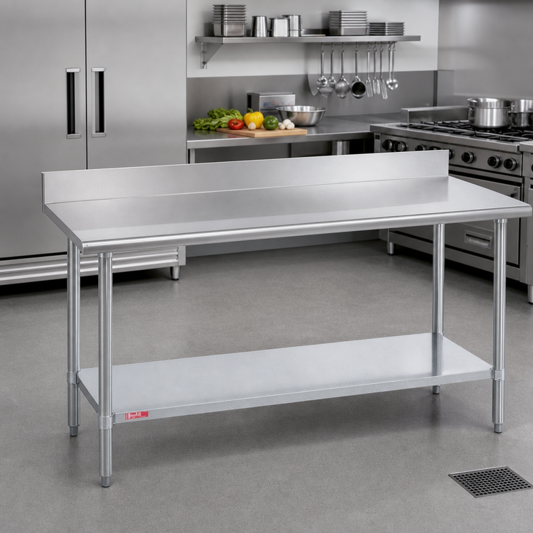 Product image #2 for Duke 60-Inch x 30-Inch Stainless Steel Work Table with 5-Inch Riser and Galvanized Undershelf