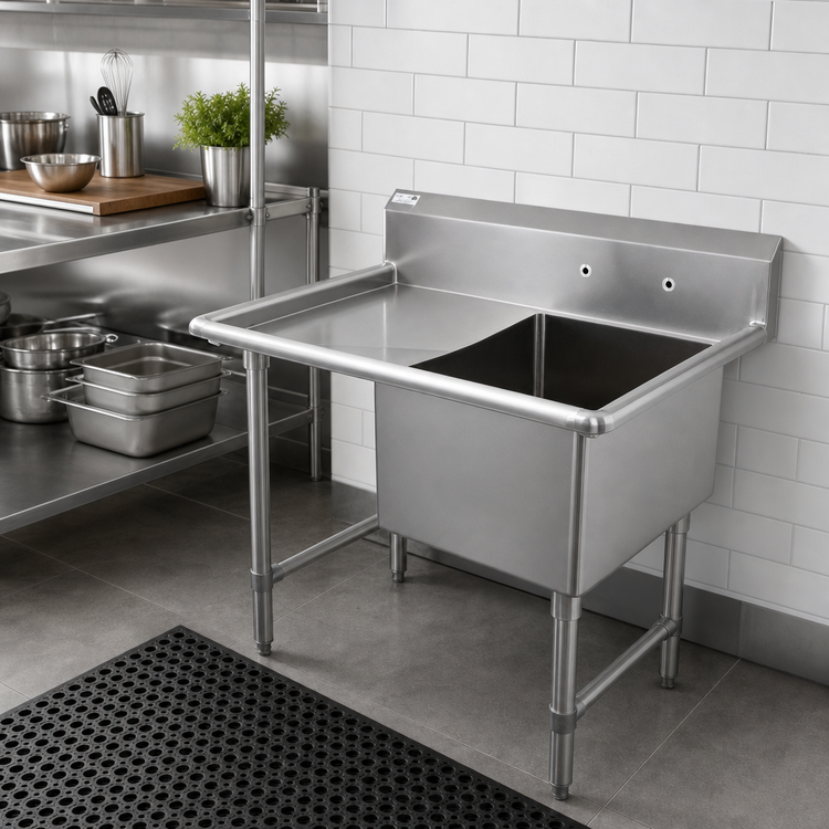 Product image #2 for John Boos B Series 1-Compartment Commercial Sink with Left Drainboard, 24 x 24 x 14 Bowl