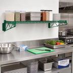 Thumbnail image #2 for Quantum WDWB1872P Wall-Mounted Cantilever Wire Shelf, 72"W x 18"D, Green Epoxy Finish