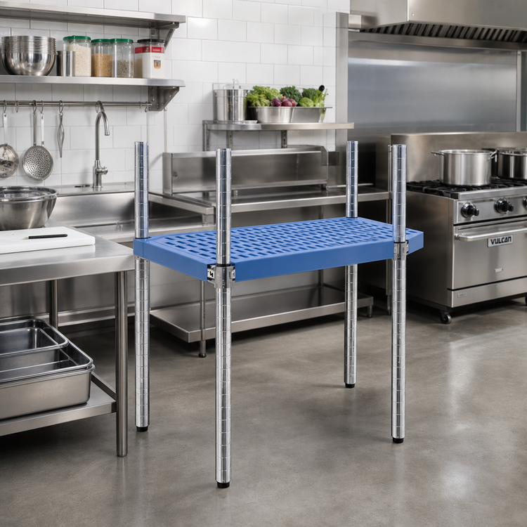 Product image #2 for QuadPlus 60 x 21 Inch Solid Blue Polymer Shelf Mat with Chrome QuadTruss Frame