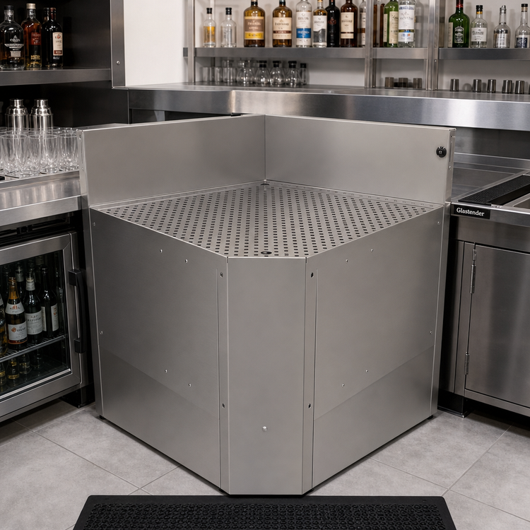 Product image #2 for Glastender CIWB-75 Underbar Inside Wedge Corner Drainboard, 75° Angle, 24-Inch Deep, Stainless Steel, No Legs