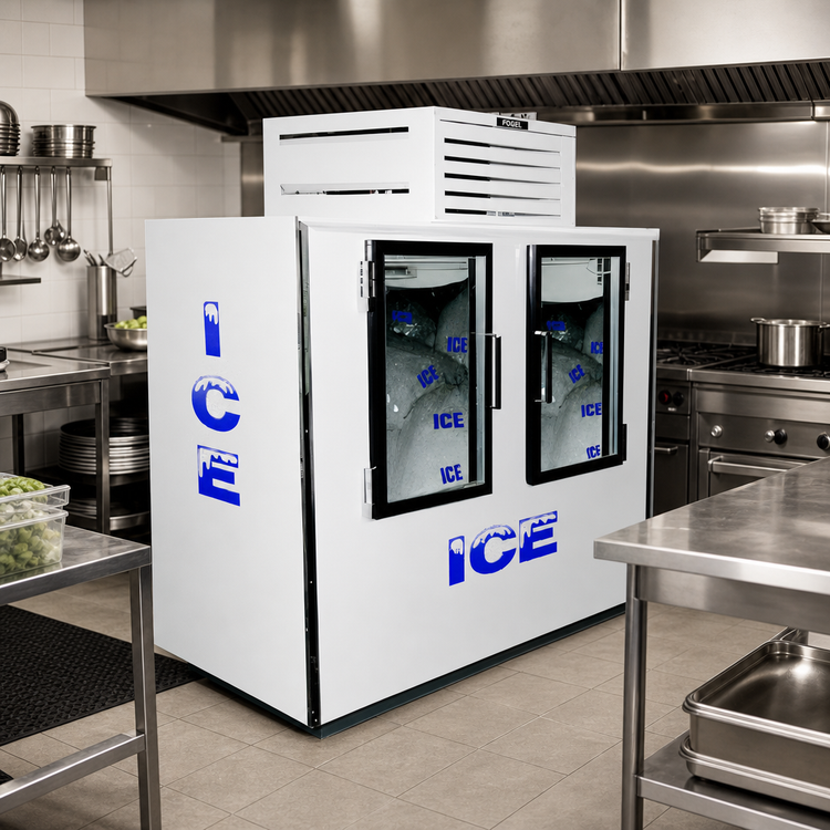 Product image #2 for Fogel Indoor Bagged Ice Merchandiser with 2 Glass Hinged Doors, 300-Bag Capacity, 96-Inch Wide