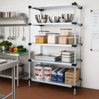 Thumbnail image #2 for Quantum WR86-1860SG Stationary Solid Shelving Starter Kit, 60"W x 18"D x 86"H, 4 Shelves, Galvanized Steel with Chrome Posts