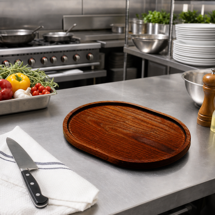 Product image #2 for American Metalcraft Rimmed Oval Ash Wood Serving Board, 12 x 9 x 3/4 Inch