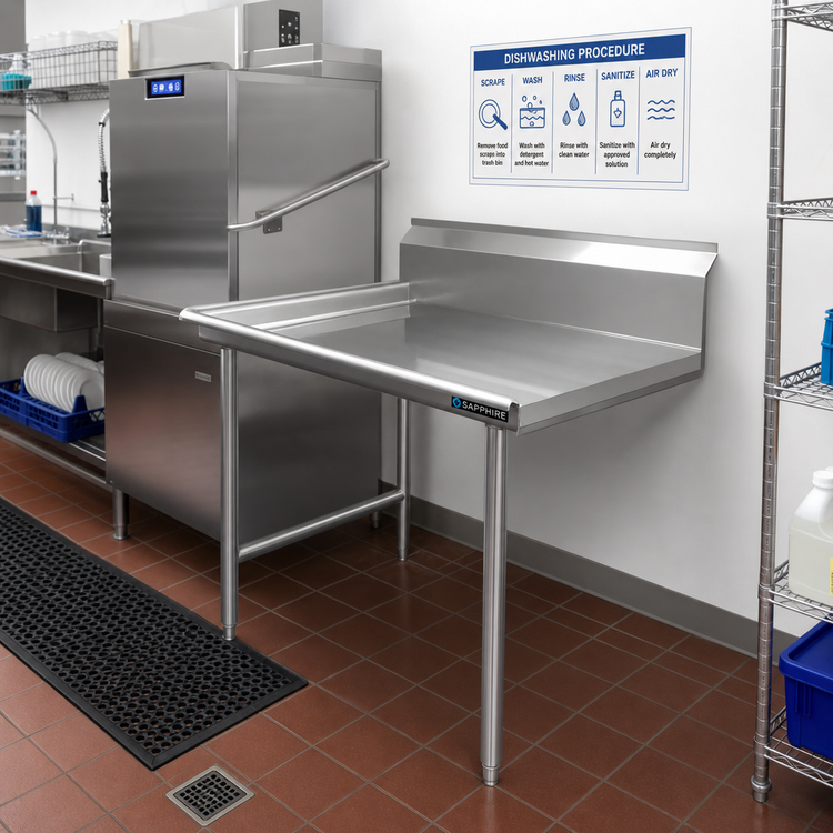 Product image #2 for Sapphire Manufacturing 84 Inch Straight Clean Dish Table, Right-to-Left Operation, 304 Stainless Steel