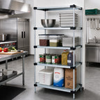 Thumbnail image #2 for Quantum WR74-2430SG Solid Shelving Starter Unit, 30"W x 24"D x 74"H, 4-Shelf Stationary, Galvanized Steel with Chrome Posts