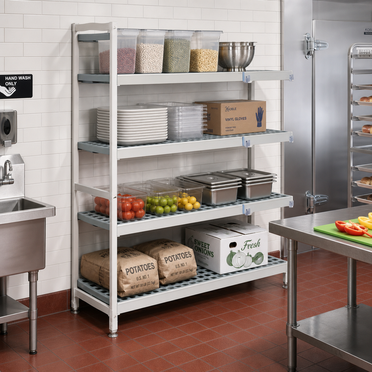 Product image #2 for Fermostock 4-Tier Corner Expansion Kit Polymer Shelving Unit, 68W x 18D x 83H