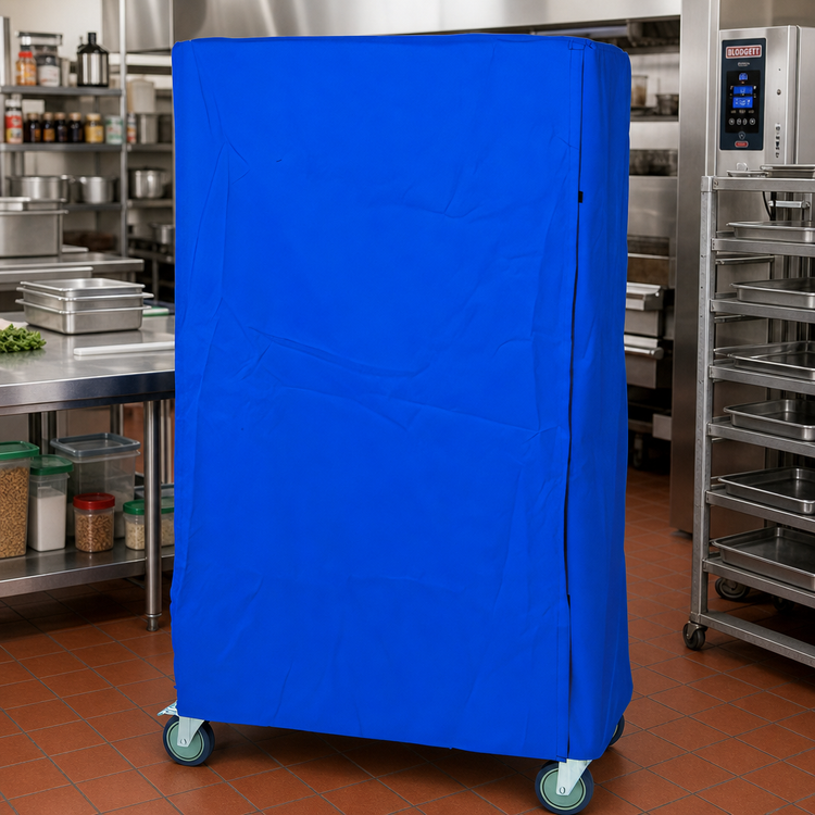 Product image #2 for Quantum 400 Denier Blue Nylon Wire Cart Cover with Zipper Flap for 72 x 18 x 63 Inch Carts