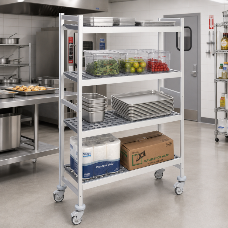 Product image #2 for Fermostock 4-Tier Mobile Polymer Shelving Unit, 42W x 18D x 71H