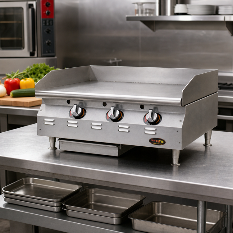 Product image #2 for RedHots Chef's Line 24-Inch Countertop Natural Gas Griddle with 3/4-Inch Smooth Steel Plate