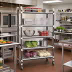 Thumbnail image #2 for Cambro Camshelving® Elements EMT216080V5480 Overhead Track Mobile Starter Shelving, 5-Tier, Vented Shelves, 21 x 60 x 80 Inches