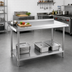 Thumbnail image #2 for 72-Inch x 24-Inch 18-Gauge 304 Stainless Steel Work Table with 2-Inch Rear Backsplash and Undershelf