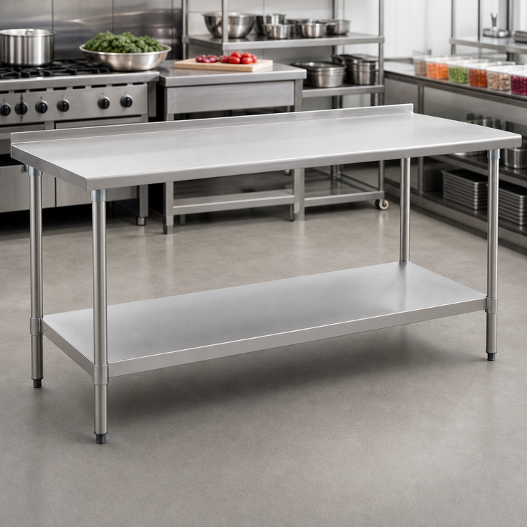 Product image #2 for Spec-Master 72-Inch x 30-Inch Stainless Steel Work Table with Rear Up-Turn and Undershelf