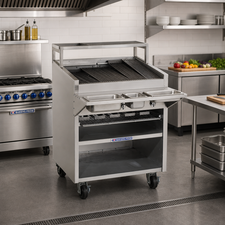 Product image #2 for Bakers Pride Dante Series F-48RS-R 48-Inch Floor Model Gas Radiant Charbroiler with Open Cabinet Base
