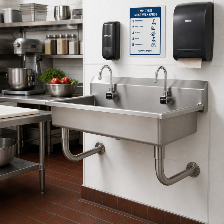Product image #2 for Advance Tabco Multiwash Multi-Station Wall-Mounted Hand Sink with 2 Electronic Faucets